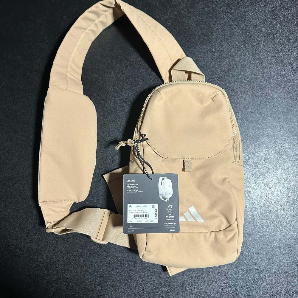 Adidas Essentials 3 Sling Crossbody Bag in Warm Sandstone Beige